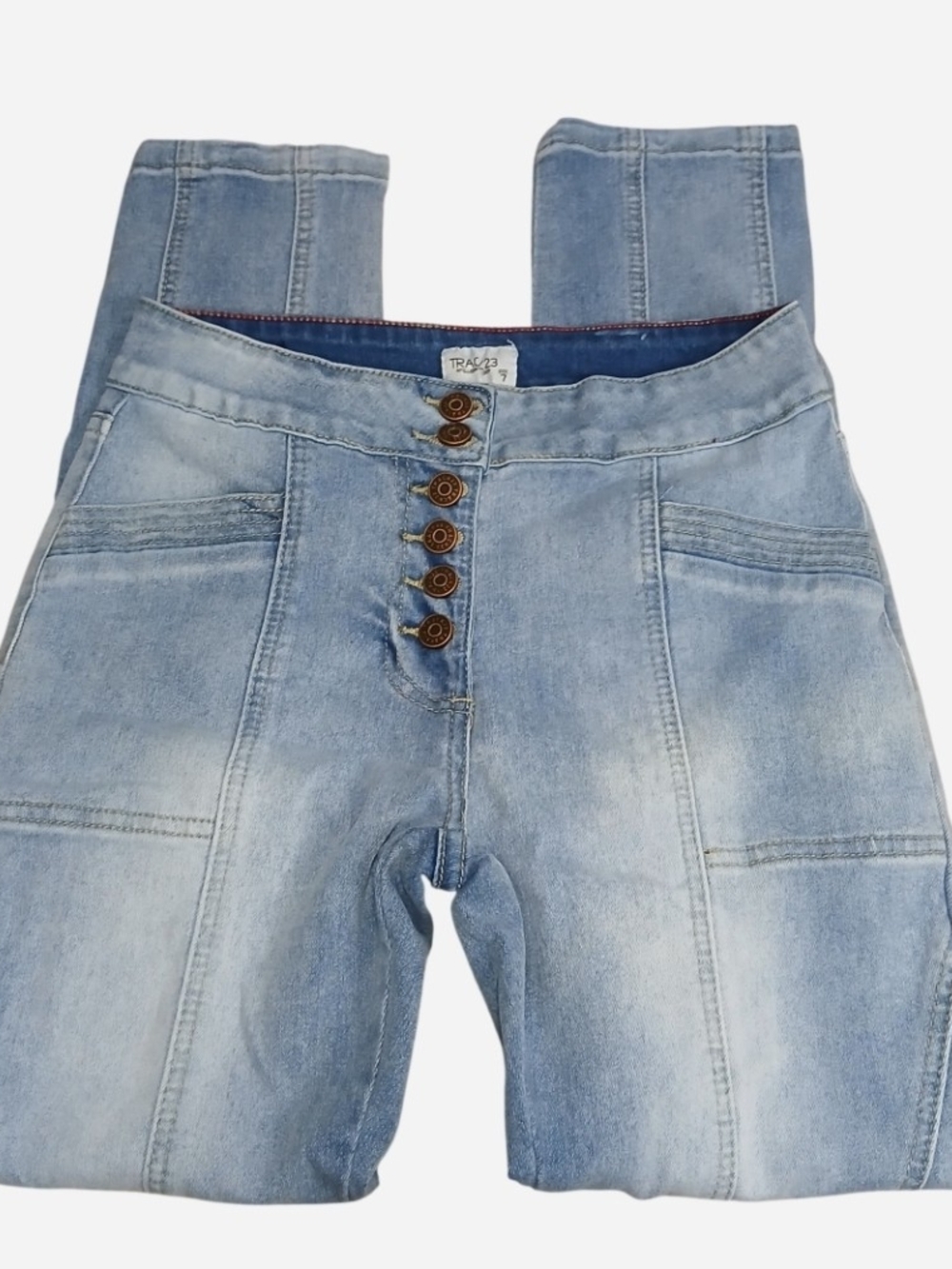 Track 23 Street Wear Women's Size 7 Jeans Light Wash Button Fly Pintuck Y2K